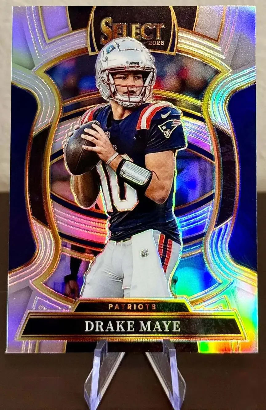 Drake Maye 2025 Panini Select Patriots Concourse Silver Prizm Rookie Card #80